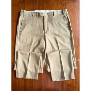 Zanella Men's Todd Flat Front 100% Virgin Wool Trousers 36 Tan